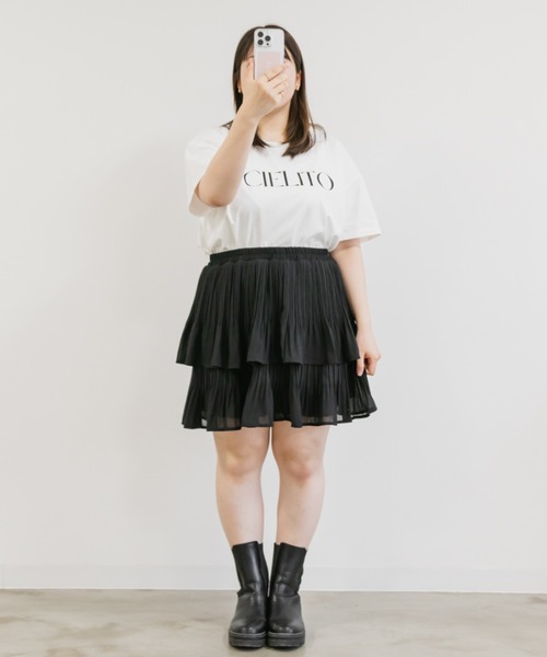 CLETTE(クレット)の「ティアードプリーツミニスカート(スカート・レディース・ブラック/ホワイト・4L/3L/LL)」の11枚目の写真