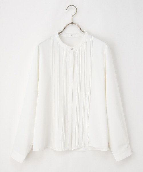 Honeys（ハニーズ）の「ピンタックブラウス（シャツ/ブラウス・レディース・ブラック/グレイッシュベージュ/グレイッシュブルー/ホワイト/ブラウン・S/M/L/LL/3L）」の12枚目の写真