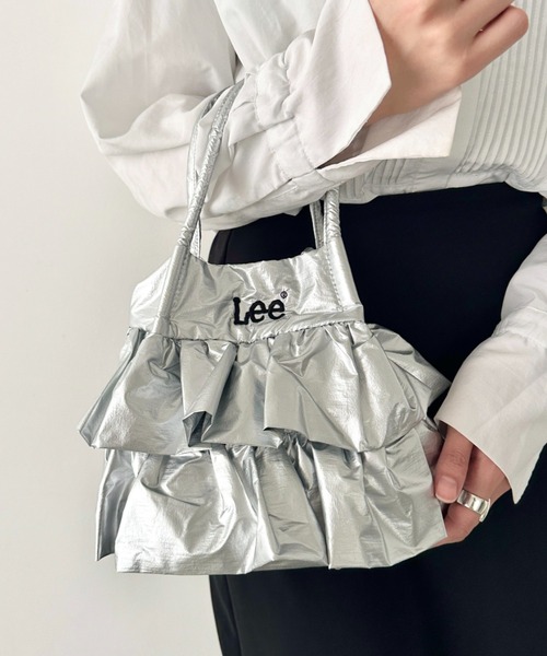 Lee（リー）の「Lee/リー フリル アクセント 2WAY ミニトート ショルダーバッグ/ハンドバッグ/バレエコア ティアード ロゴ刺繍（ショルダーバッグ・レディース・ブラック/シルバー/ホワイト/ブラック×ブラック・FREE）」の4枚目の写真