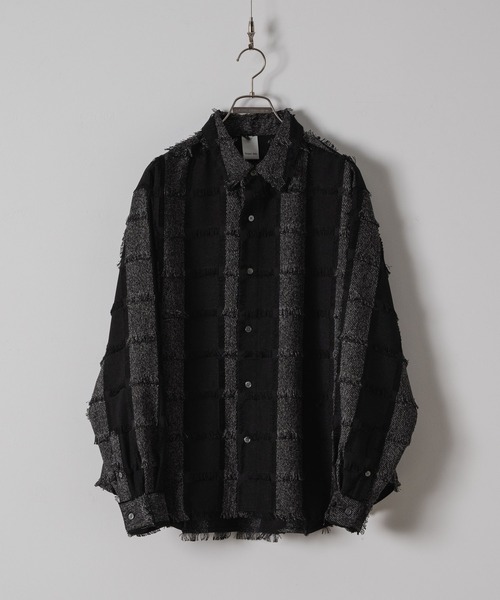 CASPER JOHN(キャスパージョン)の「Various loose shirts -check fringe-/バリアスルーズシャツ -チェックフリンジ-(シャツ/ブラウス・メンズ・ワイン/ブラック/ネイビー・LARGE/MEDIUM/SMALL/X-SMALL)」の6枚目の写真