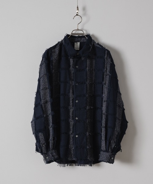 CASPER JOHN(キャスパージョン)の「Various loose shirts -check fringe-/バリアスルーズシャツ -チェックフリンジ-(シャツ/ブラウス・メンズ・ワイン/ブラック/ネイビー・LARGE/MEDIUM/SMALL/X-SMALL)」の12枚目の写真