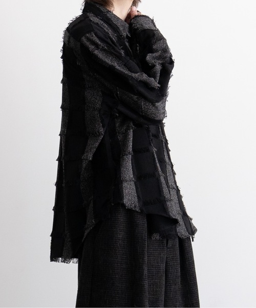 CASPER JOHN(キャスパージョン)の「Various loose shirts -check fringe-/バリアスルーズシャツ -チェックフリンジ-(シャツ/ブラウス・メンズ・ワイン/ブラック/ネイビー・LARGE/MEDIUM/SMALL/X-SMALL)」の8枚目の写真