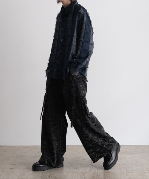 CASPER JOHN(キャスパージョン)の「Various loose shirts -check fringe-/バリアスルーズシャツ -チェックフリンジ-(シャツ/ブラウス・メンズ・ワイン/ブラック/ネイビー・LARGE/MEDIUM/SMALL/X-SMALL)」の17枚目の写真