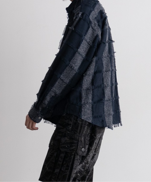 CASPER JOHN(キャスパージョン)の「Various loose shirts -check fringe-/バリアスルーズシャツ -チェックフリンジ-(シャツ/ブラウス・メンズ・ワイン/ブラック/ネイビー・LARGE/MEDIUM/SMALL/X-SMALL)」の15枚目の写真