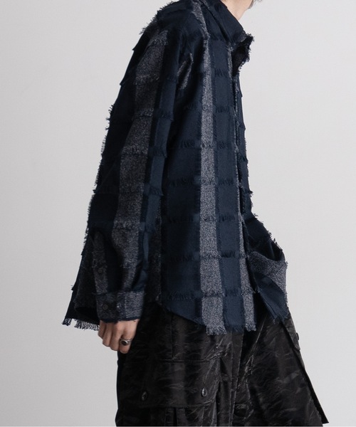CASPER JOHN(キャスパージョン)の「Various loose shirts -check fringe-/バリアスルーズシャツ -チェックフリンジ-(シャツ/ブラウス・メンズ・ワイン/ブラック/ネイビー・LARGE/MEDIUM/SMALL/X-SMALL)」の14枚目の写真
