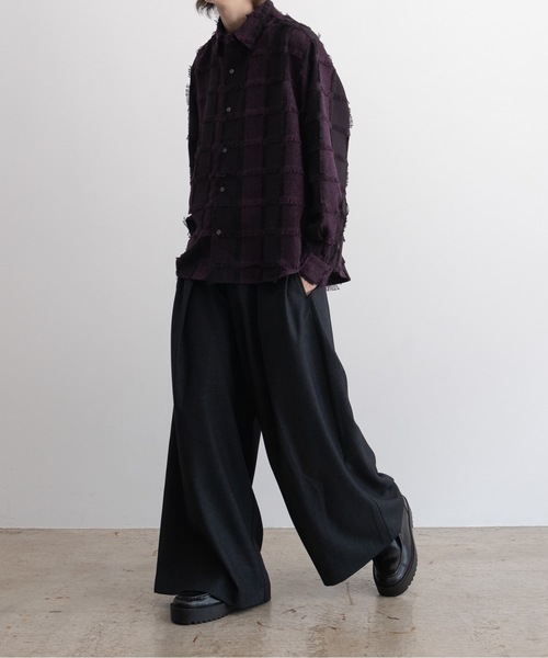 CASPER JOHN(キャスパージョン)の「Various loose shirts -check fringe-/バリアスルーズシャツ -チェックフリンジ-(シャツ/ブラウス・メンズ・ワイン/ブラック/ネイビー・LARGE/MEDIUM/SMALL/X-SMALL)」の22枚目の写真