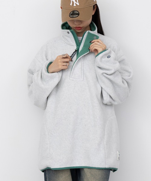 セール】【DISCUS】フリース前立付ルーズハーフZIP PO 4487-2602