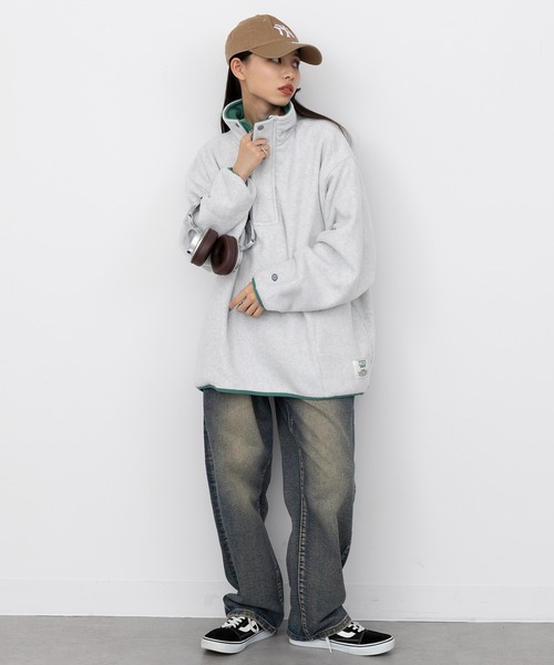 セール】【DISCUS】フリース前立付ルーズハーフZIP PO 4487-2602