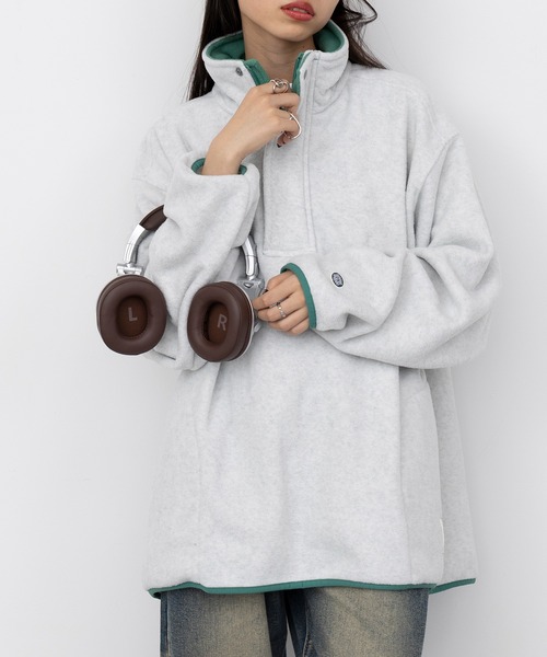 セール】【DISCUS】フリース前立付ルーズハーフZIP PO 4487-2602