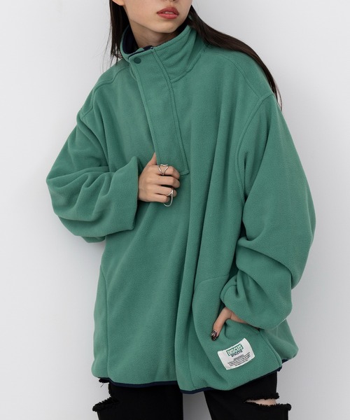 DGCUS フリースフード付きセータ セール】【DISCUS】フリース前立付ルーズハーフZIP PO 4487-2602