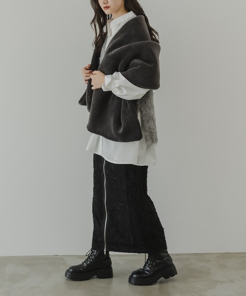 rectangle（レクタングル）の「フリンジジャガードジップスカート（スカート・レディース・ブラック/オフホワイト・FREE）」の7枚目の写真