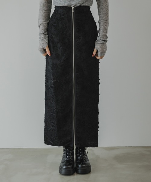 rectangle（レクタングル）の「フリンジジャガードジップスカート（スカート・レディース・ブラック/オフホワイト・FREE）」の22枚目の写真