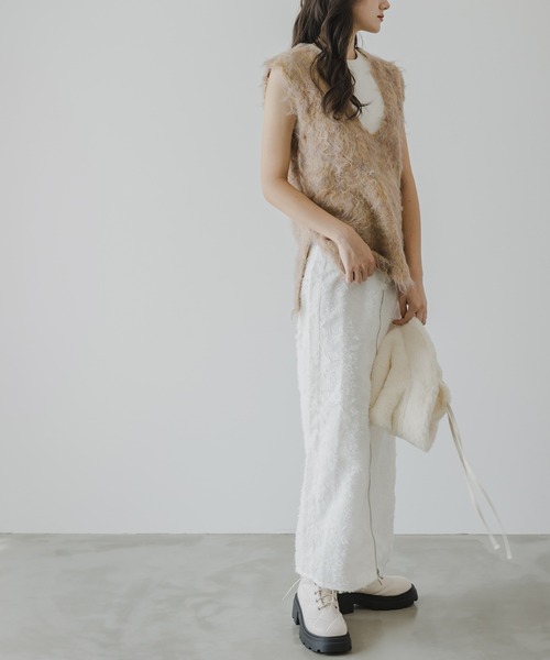 rectangle（レクタングル）の「フリンジジャガードジップスカート（スカート・レディース・ブラック/オフホワイト・FREE）」の12枚目の写真