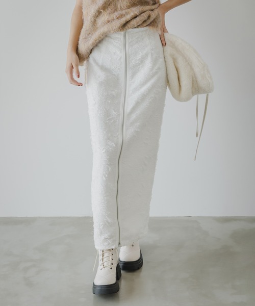 rectangle（レクタングル）の「フリンジジャガードジップスカート（スカート・レディース・ブラック/オフホワイト・FREE）」の14枚目の写真