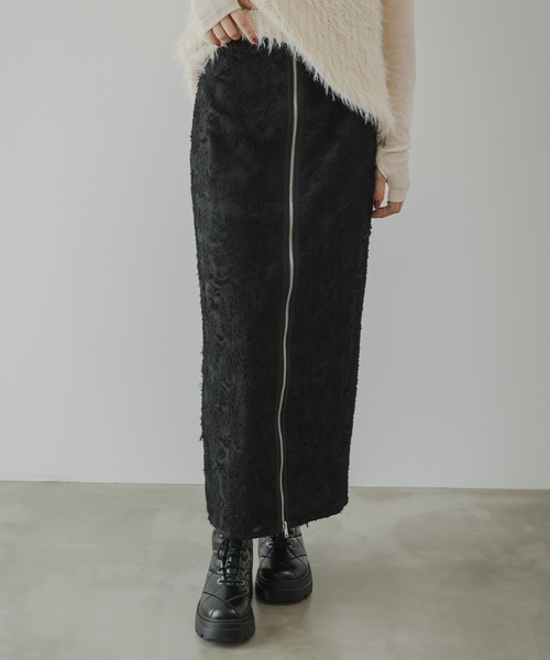 rectangle（レクタングル）の「フリンジジャガードジップスカート（スカート・レディース・ブラック/オフホワイト・FREE）」の21枚目の写真