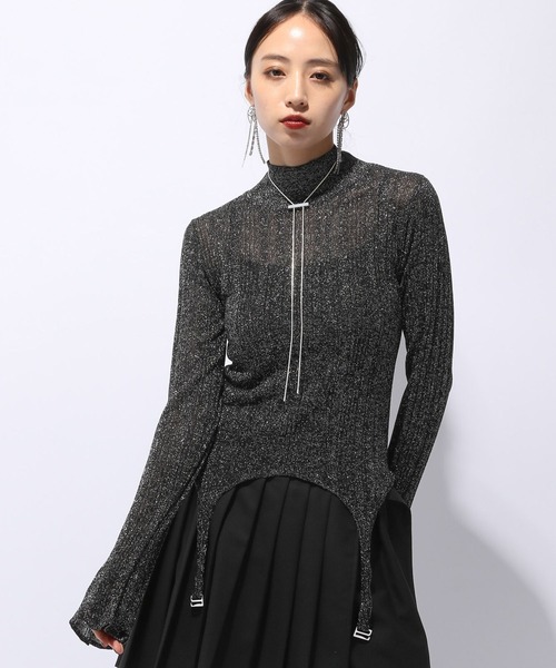 HARE（ハレ）の「ラメシアーハイネックニット(HARE)（ニット/セーター・レディース・ブルーグリーン/ブラック・FREE）」の12枚目の写真