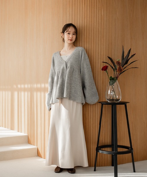 mideal ペプラムデザインカーディガン セール】peplum design cardigan / ペプラムデザイン
