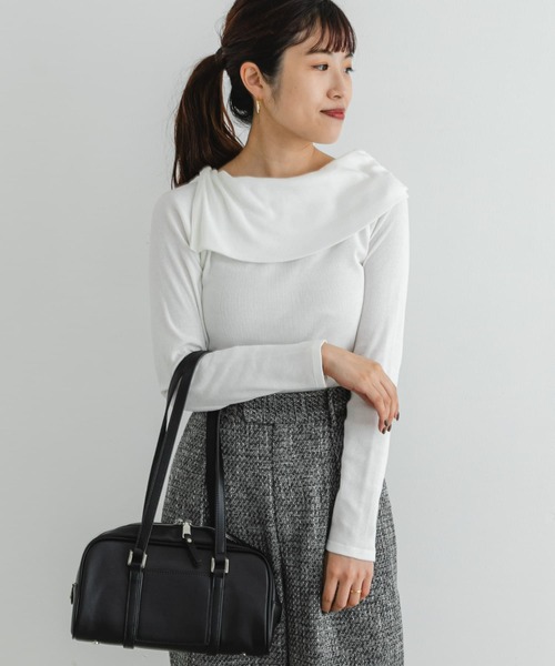 F by ROSSO（エフバイロッソ）の「F by ROSSO　アシメボートネックプルオーバー（Tシャツ/カットソー・レディース・オフホワイト/その他1/ブラック・FREE）」の7枚目の写真