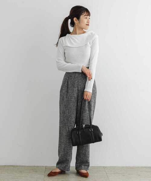 F by ROSSO（エフバイロッソ）の「F by ROSSO　アシメボートネックプルオーバー（Tシャツ/カットソー・レディース・オフホワイト/その他1/ブラック・FREE）」の8枚目の写真