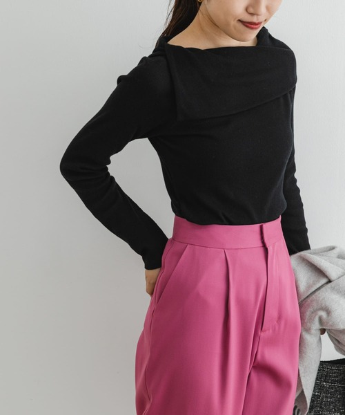 F by ROSSO（エフバイロッソ）の「F by ROSSO　アシメボートネックプルオーバー（Tシャツ/カットソー・レディース・オフホワイト/その他1/ブラック・FREE）」の10枚目の写真