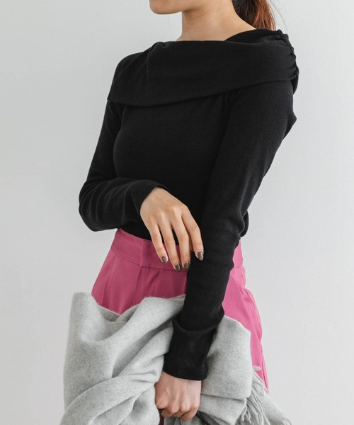 F by ROSSO（エフバイロッソ）の「F by ROSSO　アシメボートネックプルオーバー（Tシャツ/カットソー・レディース・オフホワイト/その他1/ブラック・FREE）」の11枚目の写真