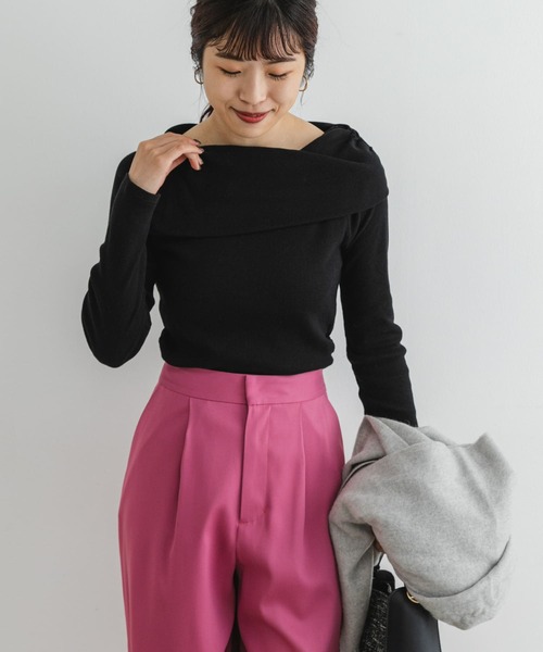 F by ROSSO（エフバイロッソ）の「F by ROSSO　アシメボートネックプルオーバー（Tシャツ/カットソー・レディース・オフホワイト/その他1/ブラック・FREE）」の12枚目の写真