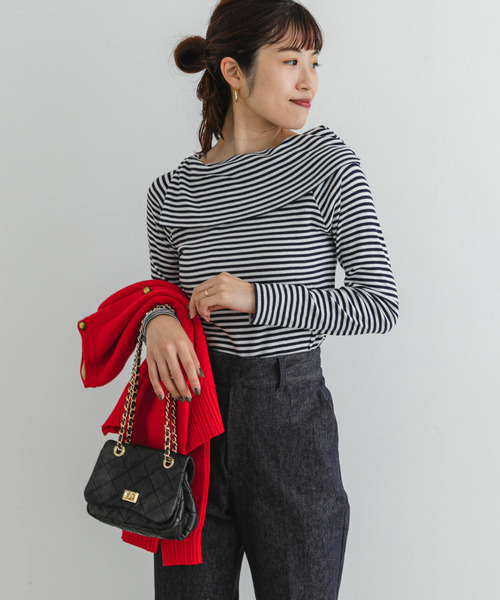 美品アーバンリサーチロッソROSSO黒サーマルクルーネックプルオーバー エフバイ セール】2wayネックバイカラーケープニット（ニット/セーター