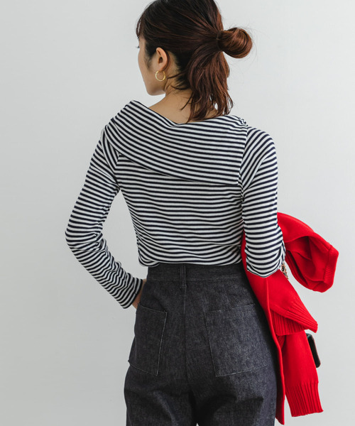 F by ROSSO（エフバイロッソ）の「F by ROSSO　アシメボートネックプルオーバー（Tシャツ/カットソー・レディース・オフホワイト/その他1/ブラック・FREE）」の17枚目の写真