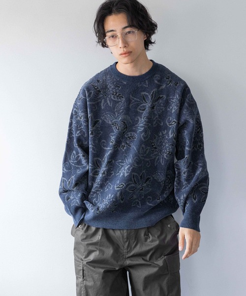 LOWRYS FARM(ローリーズファーム)の「モールジャガードクルー 132983(ニット/セーター・メンズ・レッド/ブルー・MEDIUM/LARGE)」の1枚目の写真