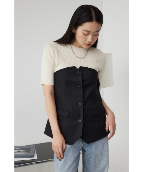 AZUL by moussy（アズールバイマウジー）の「ベアトップビスチェ（チューブトップ・レディース・ブラック/グレー系その他・FREE）」の4枚目の写真