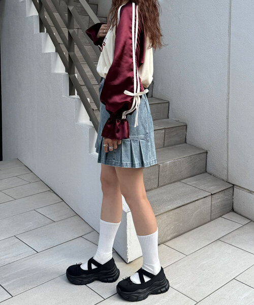 CIAOPANIC（チャオパニック）の「オーバーダイデニムタックミニスカート（スカート・レディース・ブルー・ONE SIZE）」の7枚目の写真