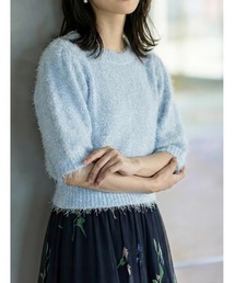 フェザー半袖ニットプルオーバー