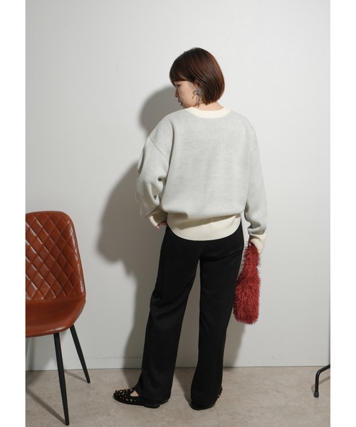 パール（感謝） 2WAYパール付きロゴニットトップス Palm Riche│Eimee Law & LHELBIE