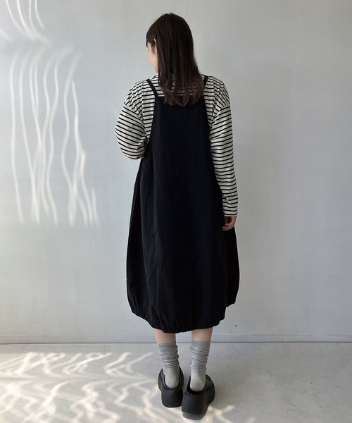 AS KNOW AS plus（アズノゥアズプラス）の「◇バルーンエプロンワンピ―ス（ワンピース・レディース・ブラック/チェック/カーキ/オレンジ・FREE）」の7枚目の写真