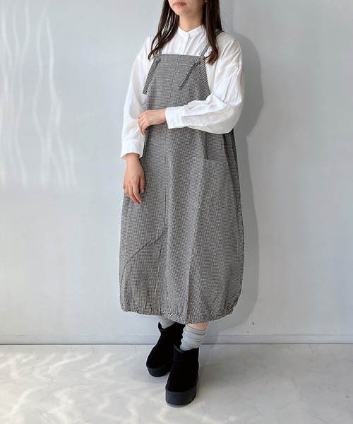 AS KNOW AS plus（アズノゥアズプラス）の「◇バルーンエプロンワンピ―ス（ワンピース・レディース・ブラック/チェック/カーキ/オレンジ・FREE）」の12枚目の写真
