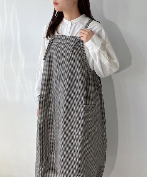 AS KNOW AS plus（アズノゥアズプラス）の「◇バルーンエプロンワンピ―ス（ワンピース・レディース・ブラック/チェック/カーキ/オレンジ・FREE）」の14枚目の写真