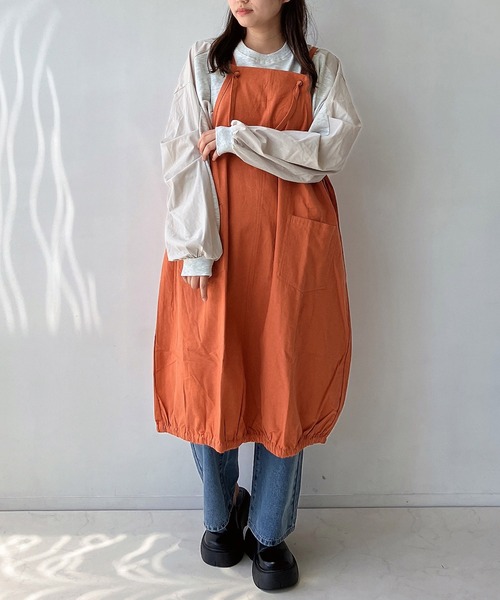 AS KNOW AS plus（アズノゥアズプラス）の「◇バルーンエプロンワンピ―ス（ワンピース・レディース・ブラック/チェック/カーキ/オレンジ・FREE）」の22枚目の写真