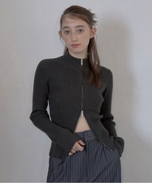 【MINERTE】mock neck double zip knit / モックネックダブルジップニット