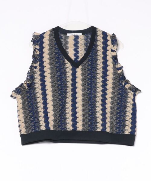 ラメバルファスレースジップフリルベスト