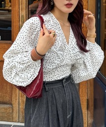 ドット柄 ブラウス