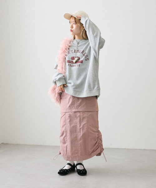 w closet(ダブルクローゼット)の「カレッジロゴBIG裏毛プルオーバー(Tシャツ/カットソー・レディース・ボルドー/ネイビー/グレー・FREE)」の6枚目の写真