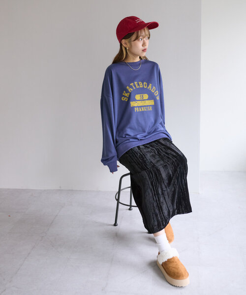 w closet(ダブルクローゼット)の「カレッジロゴBIG裏毛プルオーバー(Tシャツ/カットソー・レディース・ボルドー/ネイビー/グレー・FREE)」の13枚目の写真