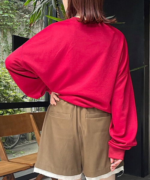 w closet(ダブルクローゼット)の「カレッジロゴBIG裏毛プルオーバー(Tシャツ/カットソー・レディース・ボルドー/ネイビー/グレー・FREE)」の15枚目の写真
