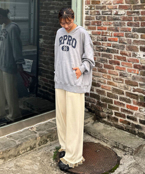 CIAOPANIC（チャオパニック）の「裾チュールワッフルイージーパンツ（その他パンツ・レディース・グレー/アイボリー/ブラック・SMALL/MEDIUM）」の8枚目の写真