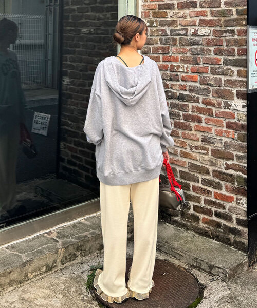 CIAOPANIC（チャオパニック）の「裾チュールワッフルイージーパンツ（その他パンツ・レディース・グレー/アイボリー/ブラック・SMALL/MEDIUM）」の10枚目の写真