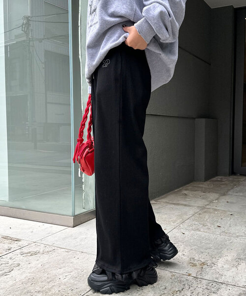 CIAOPANIC（チャオパニック）の「裾チュールワッフルイージーパンツ（その他パンツ・レディース・グレー/アイボリー/ブラック・SMALL/MEDIUM）」の14枚目の写真