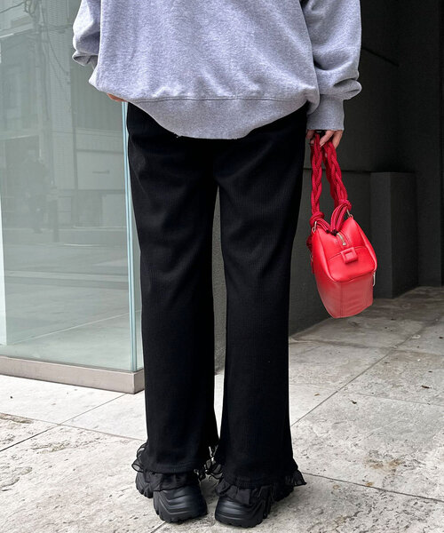 CIAOPANIC（チャオパニック）の「裾チュールワッフルイージーパンツ（その他パンツ・レディース・グレー/アイボリー/ブラック・SMALL/MEDIUM）」の15枚目の写真