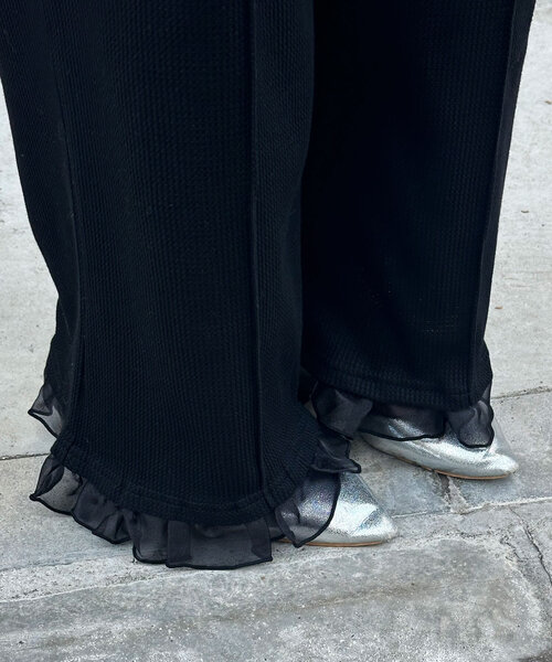 CIAOPANIC（チャオパニック）の「裾チュールワッフルイージーパンツ（その他パンツ・レディース・グレー/アイボリー/ブラック・SMALL/MEDIUM）」の18枚目の写真