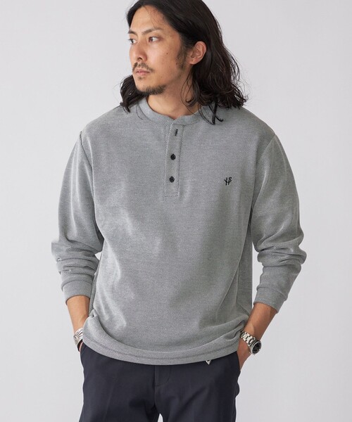 SHIPS（シップス）の「【WEB限定】SHIPS:〈抗菌・防臭〉ワンポイントロゴ バーズアイ ヘンリーネック 長袖 Tシャツ（Tシャツ/カットソー・メンズ・ブラック/ホワイト/ライトグレー/ダークグレー/ネイビー・SMALL/MEDIUM/LARGE/X-LARGE）」の5枚目の写真