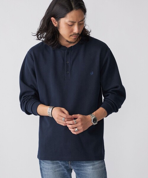 SHIPS（シップス）の「【WEB限定】SHIPS:〈抗菌・防臭〉ワンポイントロゴ バーズアイ ヘンリーネック 長袖 Tシャツ（Tシャツ/カットソー・メンズ・ブラック/ホワイト/ライトグレー/ダークグレー/ネイビー・SMALL/MEDIUM/LARGE/X-LARGE）」の15枚目の写真